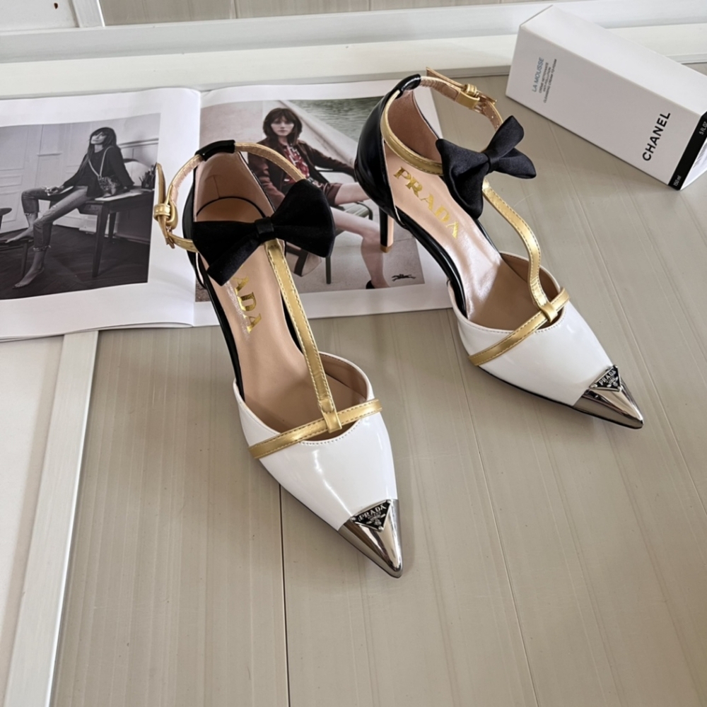 Prada 2024ss t with contrasting bow heels